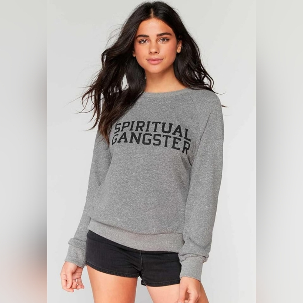 Spiritual Gangster Varsity Old School Heather Gray Sweatshirt